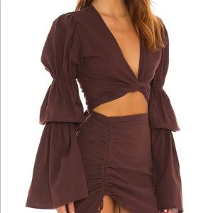 Tie Front Top in Cocoa - Bananhot